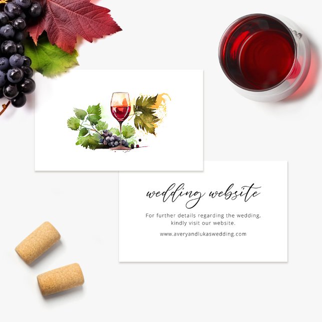 Wine Themed Watercolor Wedding Website Card (Creator Uploaded)