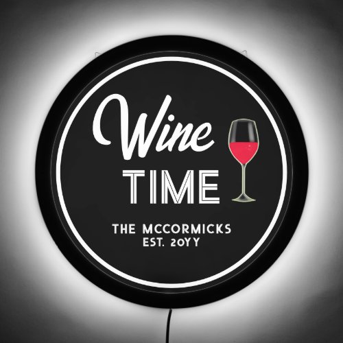 Wine Time Bar Fun Family Personalized LED Sign