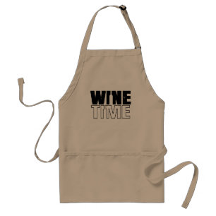 Wine Time: distressed typography with wine bottle Adult Apron