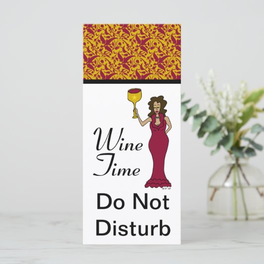 "Wine Time" Diva Damask Do Not Disturb (Standing Front)