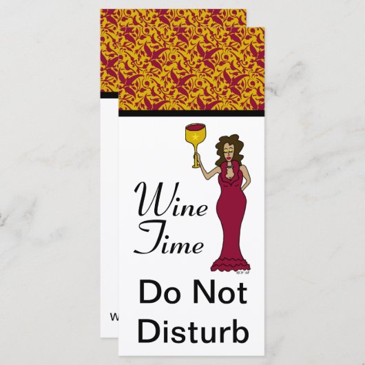 "Wine Time" Diva Damask Do Not Disturb (Front/Back)