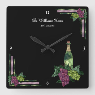 Wine Time Personalized Square Wall Clock
