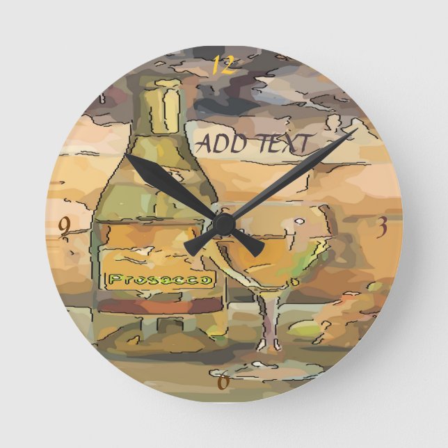 Wine Time, Prosecco Round Clock (Front)