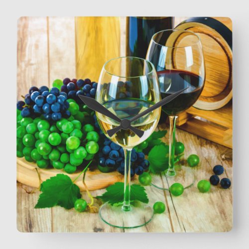 Wine Time Square Wall Clock