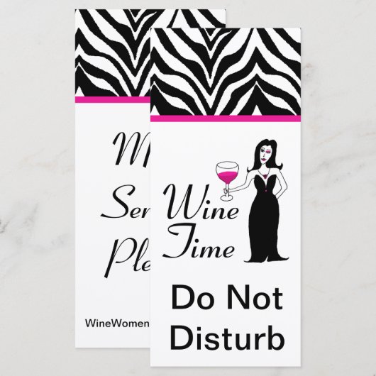 "Wine Time" Vixen Zebra Print Do Not Disturb (Front/Back)