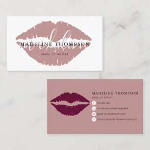 Wine Tinted Lips Calligraphy Script Business Card