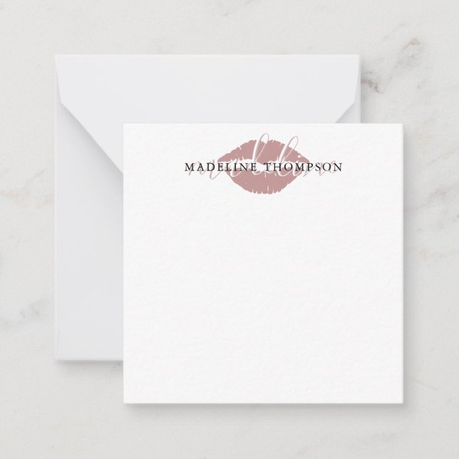 Wine Tinted Lips Calligraphy Script Note Card (Front)