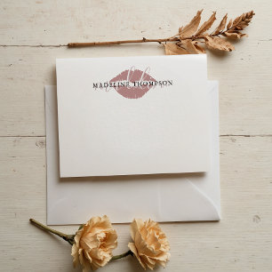 Wine Tinted Lips Calligraphy Script Note Card