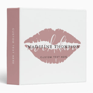 Wine Tinted Lips Calligraphy Script QR code 3 Ring Binder