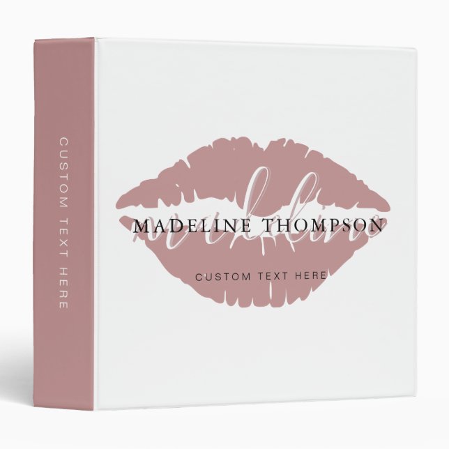 Wine Tinted Lips Calligraphy Script QR code 3 Ring Binder (Front/Spine)