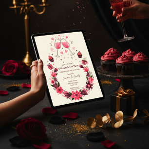 Wine Toast Floral Galentine's Invitation