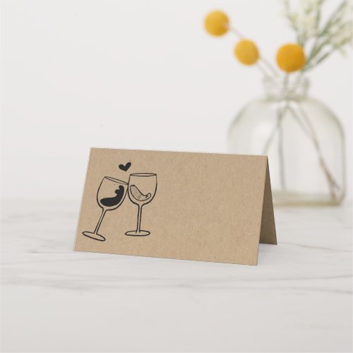 Wine Toast Folded Tent Style Place Card
