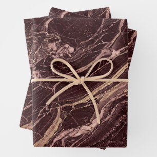 Wine Tone Marble Modern Refined Aesthetic Wrapping Paper Sheets