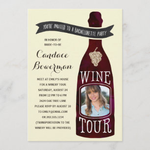 Wine Tour Photo Bachelorette Party Invitation