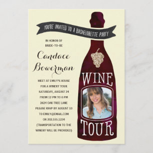 Wine Tour   Photo Bachelorette Party Invitation