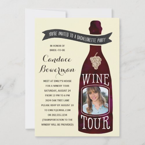 Wine Tour  Photo Bachelorette Party Invitation