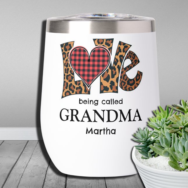 Wine Tumbler Custom Monogram Leopard Name Personal (Creator Uploaded)