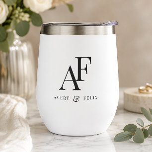 Wine Tumbler Custom Wedding Monogram Favor Gift