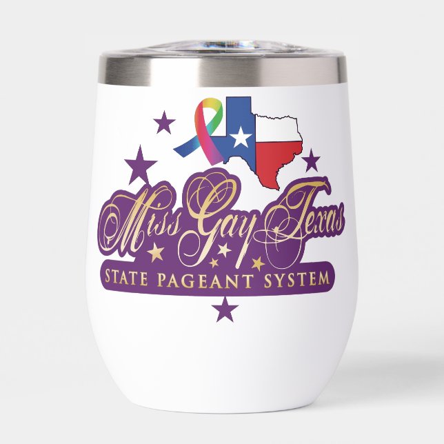 Wine Tumbler with Miss Gay Texas State logo (Front)