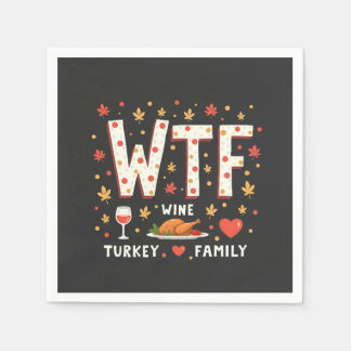WIne Turkey Family Funny Thanksgiving Napkins