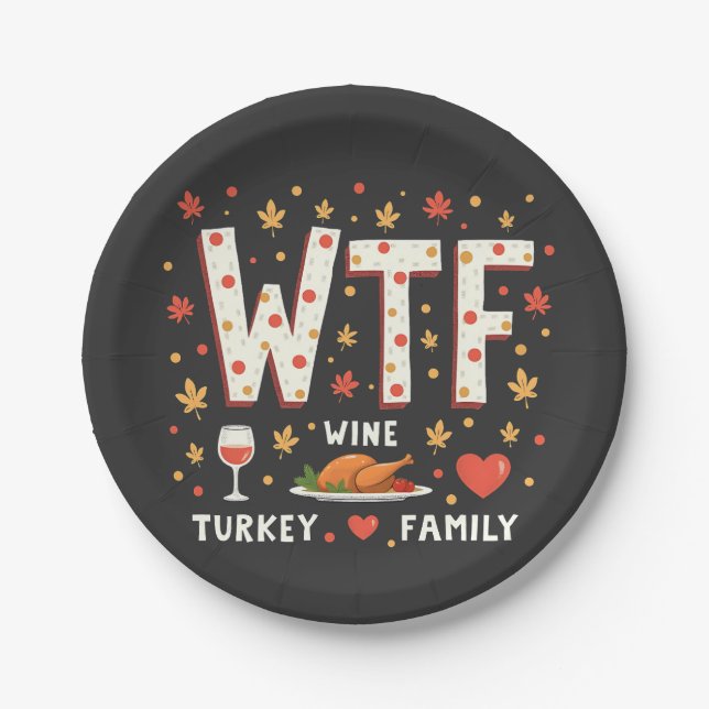 WIne Turkey Family Funny Thanksgiving  Paper Plates (Front)
