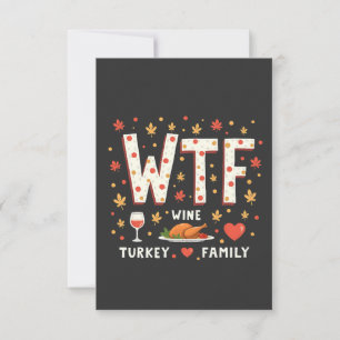 WIne Turkey Family Funny Thanksgiving  Thank You Card
