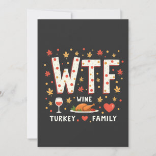 WIne Turkey Family Funny Thanksgiving  Thank You Card
