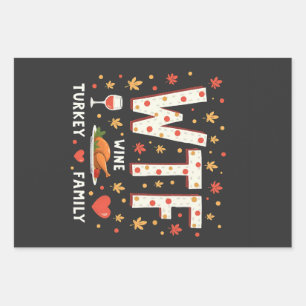 WIne Turkey Family Funny Thanksgiving  Wrapping Paper Sheets