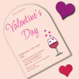 Wine Valentine's Day Party Acrylic Invitations