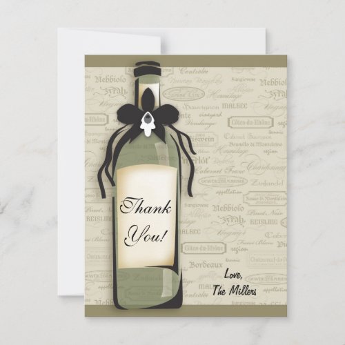 Wine Varietal and Whimsical Bottle Note Card Announcement