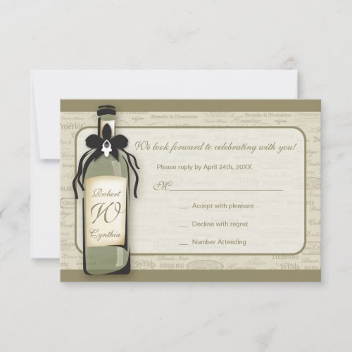 Wine Varietal and Whimsical Bottle RSVP Card Invitation