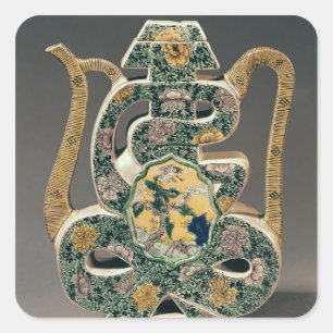 Wine vase in the form of the character 'shou' square sticker