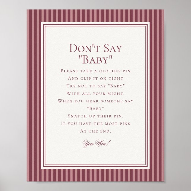 Wine Vineyard Club Old Money Baby Shower Game Poster (Front)