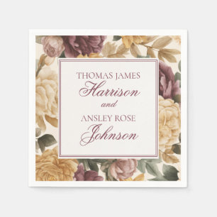 Wine Vineyard Club Old Money Floral Wedding Napkins