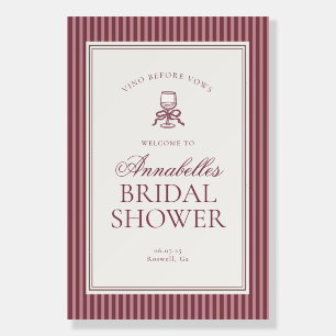 Wine Vineyard Club Old Money Stripe Bridal Welcome Foam Board