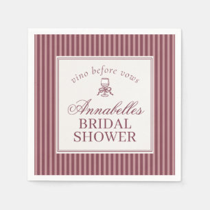 Wine Vineyard Club Old Money Striped Bridal Shower Napkins