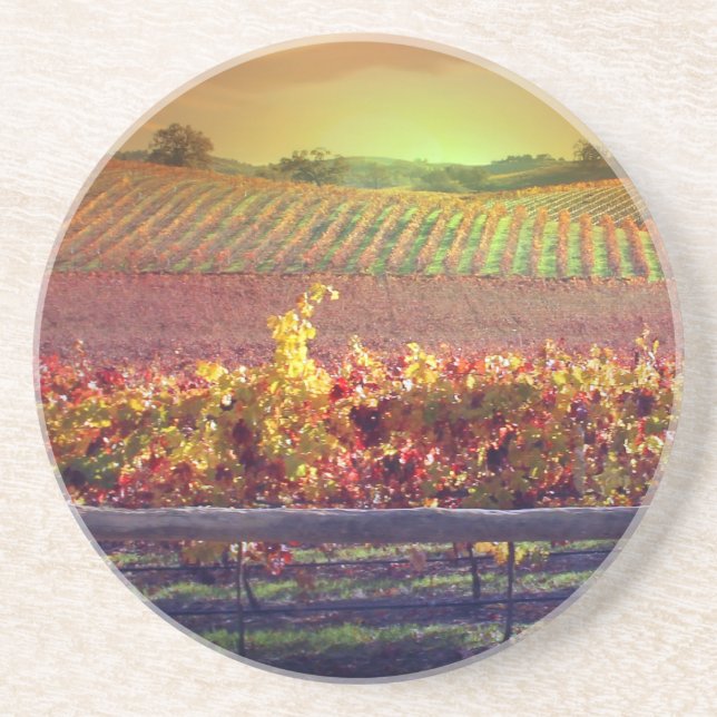 Wine Vineyard Sandstone Coaster (Front)