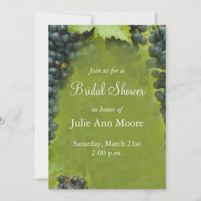 Wine Vineyard Theme Bridal Shower Invitation (Front)