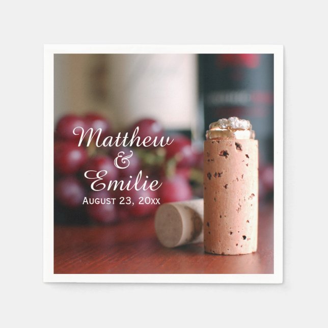Wine Vineyard Wedding Engagement Napkins (Front)
