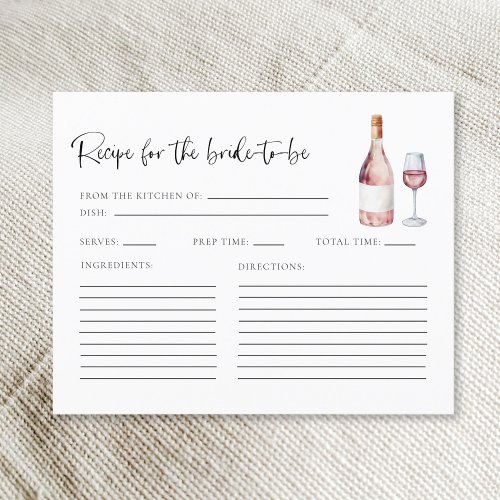 Wine Vino Before Vows Bridal Shower Recipe Cards