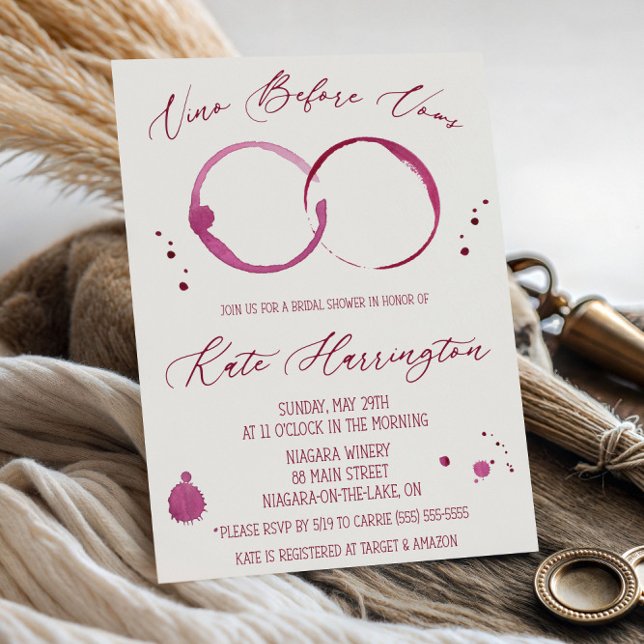 Wine, Vino Before Vows, Wine Stains, Bridal Shower Invitation (Creator Uploaded)