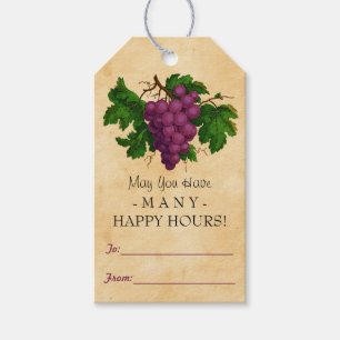 Wine Vintage Grapes Gift Favor Personalized Bottle Tags