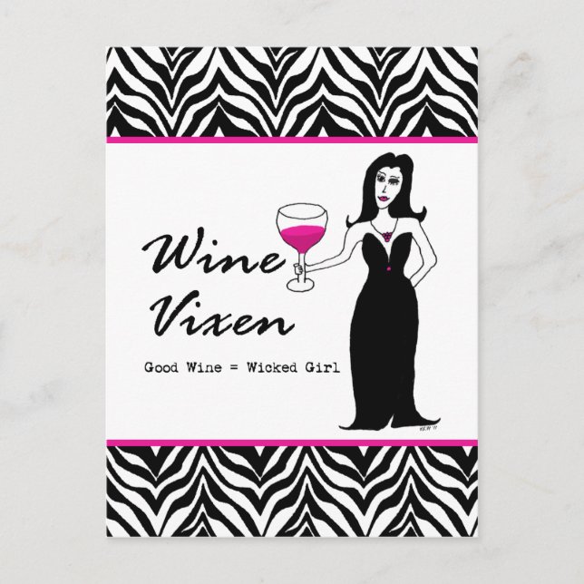 Wine Vixen "Good Wine = Wicked Girl" Postcard (Front)