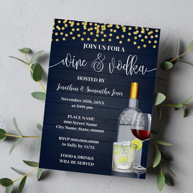 Wine & Vodka Tasting Party Drinks Night Out Invitation (Creator Uploaded)