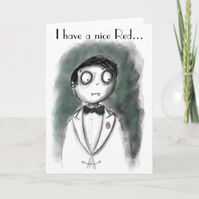 Wine Waiter Is A Vampire Letterpress Thank You Card (Front)