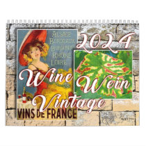 Wine Wall Calendar 2024 - Vintage wine