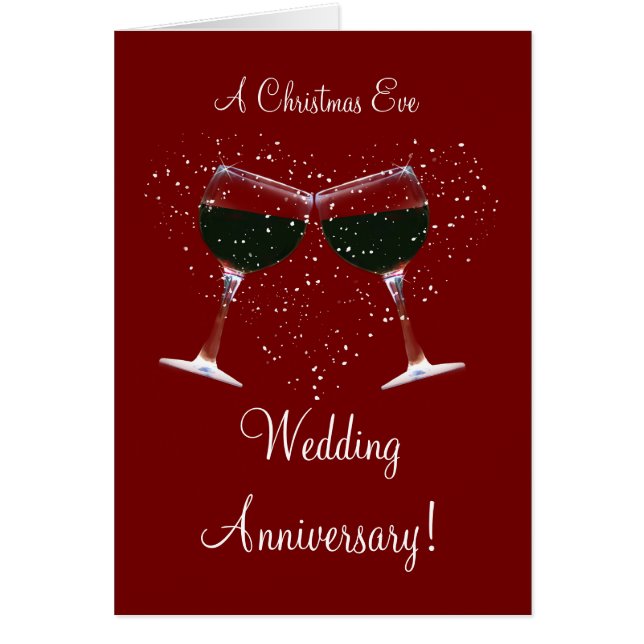 Wine Wedding Anniversary on Xmas Eve Card (Front)