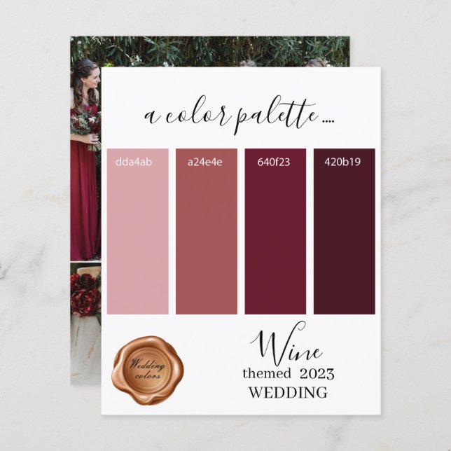 Wine Wedding colors Palette Card 2023 (Front/Back)