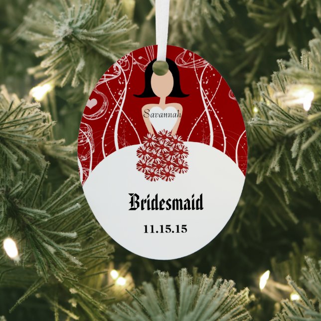 Wine Wedding Gown Bridesmaid Christmas Ornament (Insitu)