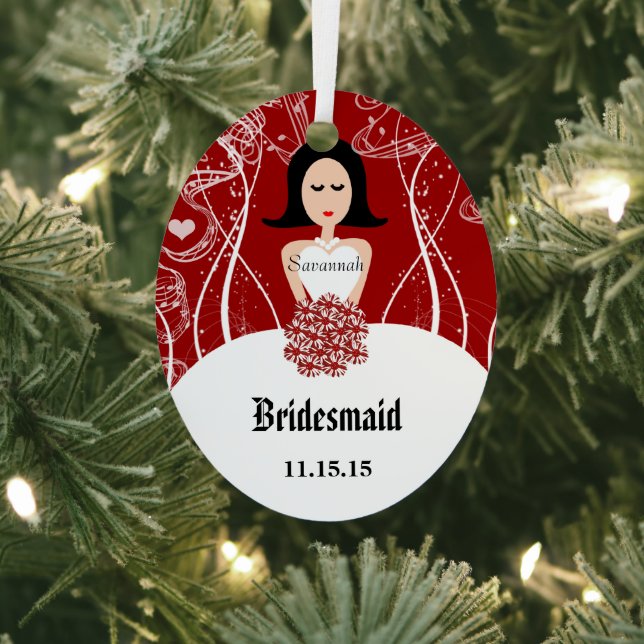 Wine Wedding Gown Bridesmaid Christmas Ornament (Insitu)